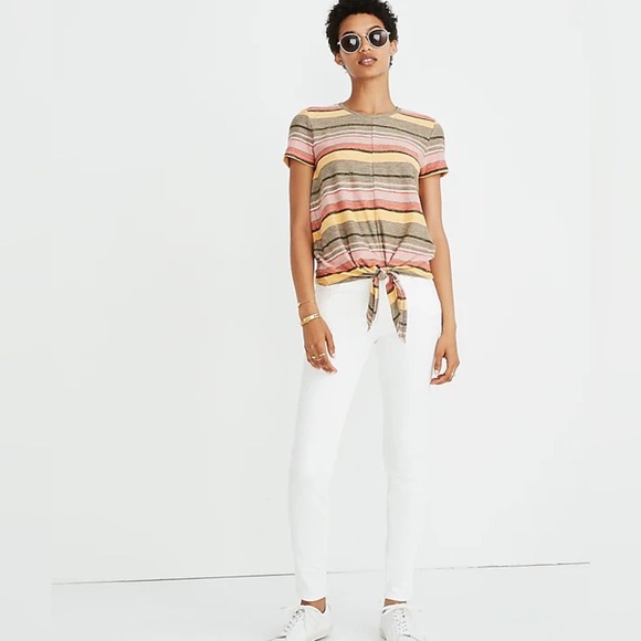 MADEWELL Texture & Thread Modern Tie-Front Top in Kieran Stripe Size Small - Picture 2 of 6